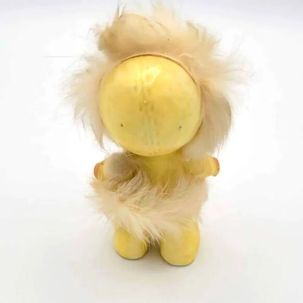 Rare Adorable Vintage Alaskan Native Eskimo Ceramic Kitschy Figurine w/ Real Fur